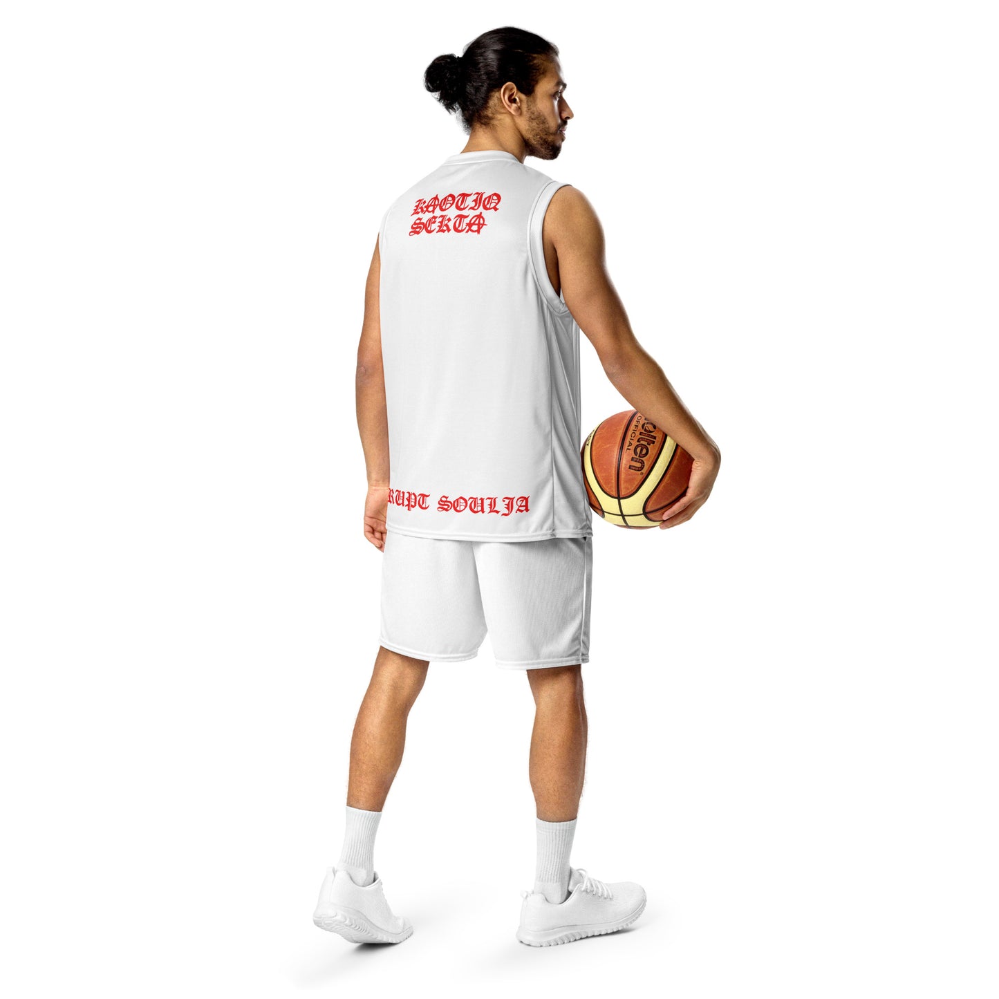 KS Red White Recycled unisex basketball jersey