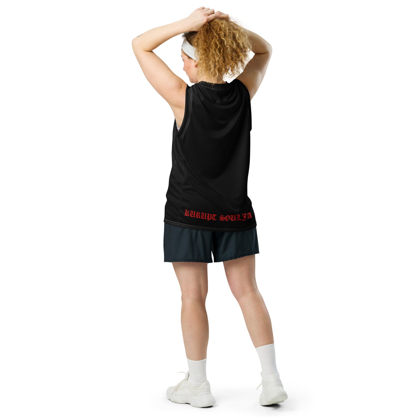 KS Black Red Recycled unisex basketball jersey