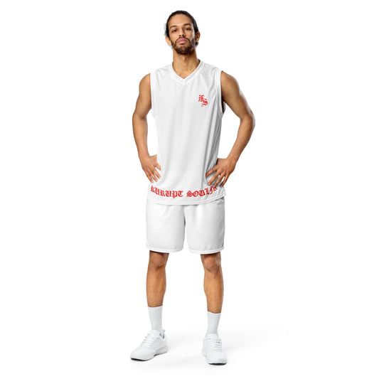 KS Red White Recycled unisex basketball jersey